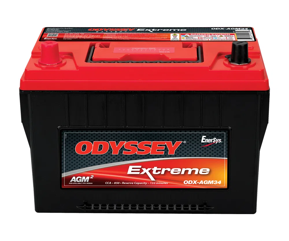 ODX-AGM34 – ODYSSEY Battery, 34 Group Size 12 Volt 850 Cold Cranking Amps/ 1500 Pulse Hot Cranking Amps Standard Post...